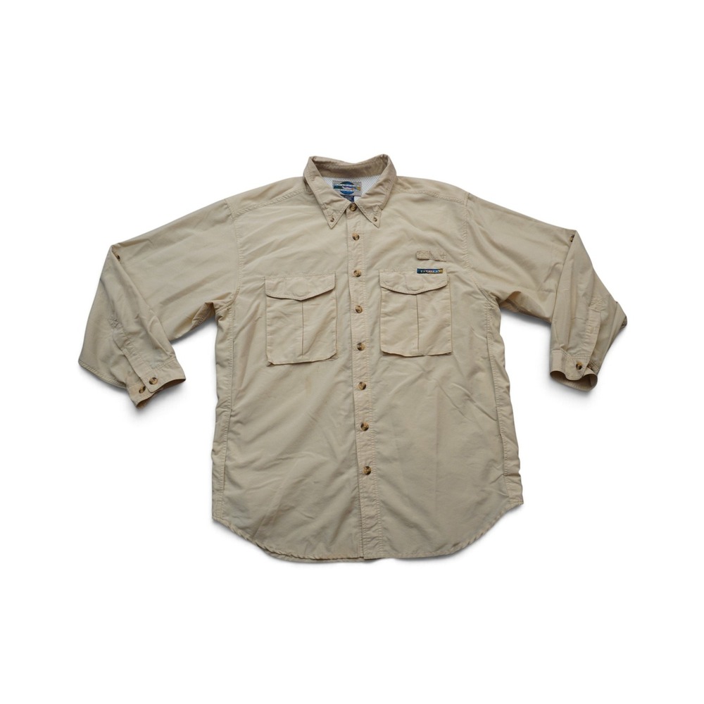 ExOfficio Adventure Wear Shirt Mens XL Beige Good Vented Roll Tab 9846